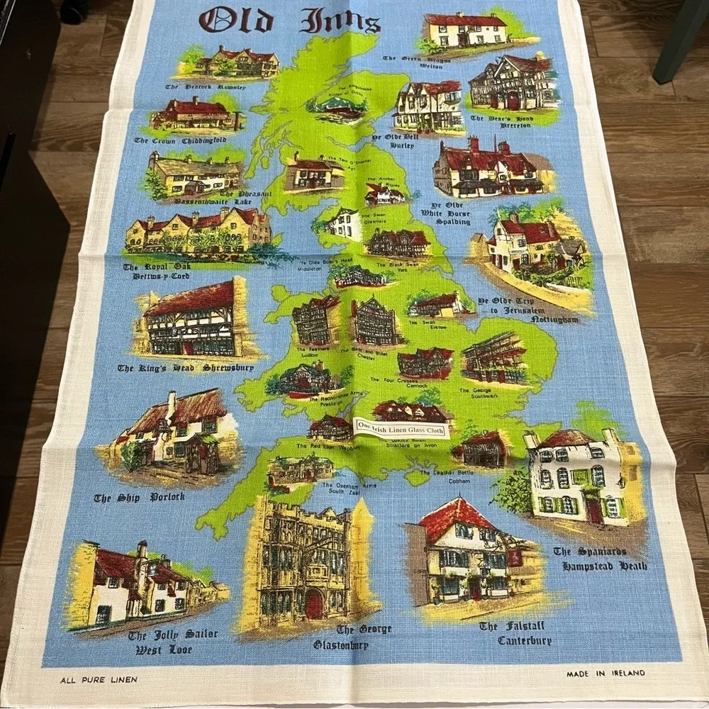 Vintage Irish Linen Tea Towels Souvenirs Set of 9 London Scotland Edinburgh